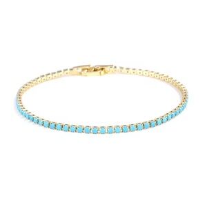 Gorgeous 2MM Turquoise stone 17 cm 18k Gold PVD Turquoise Bracelet